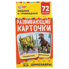 ДИНОЗАВРЫ КАРТОННЫЕ КАРТОЧКИ: 88Х126 ММ, 36 КАРТОЧЕК КОРОБКА: 93Х130Х22 ММ Умные игры