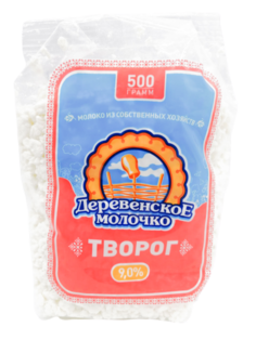 Творог Деревенское молочко 9% бзмж 500 г