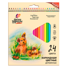 Карандаши цветные Луч Школа творчества деревянные трехгранные 24 цвета