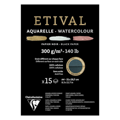 Альбом-склейка для акварели Clairefontaine Etival Torchon 21х29,7см 15л 300 г, черн бумага