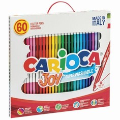 Фломастеры CARIOCA Италия Joy 60шт 30 цв суперсмываемые, карт. коробка с ручкой 41015
