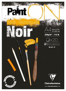 Альбом для смешанных техник Clairefontaine PaintON Noir черный А4 20 листов 250 г/м2