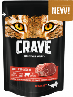 Влажный корм для кошек Crave, говядина, 24 шт по 70г