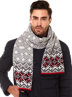 Шарф мужской Scandica Nordic Star белый/карминовый