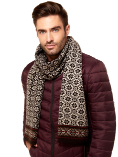 Шарф мужской Scandica Eesti темно-коричневый/светло-бежевый