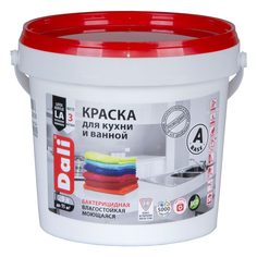 Краска латексная "Dali" для кухни и ванной База а 0,9 л влагостойкая биозащитная "Рогнеда"