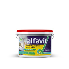 Краска в/д для стен и потолков супербелая "Alfavit" 6,5 кг серия Альфа