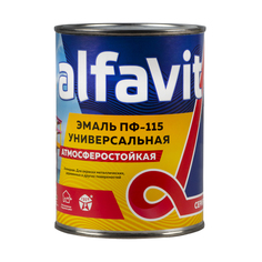 Эмаль ПФ-115 универсальная Alfavit серия Альфа, алкидная, глянцевая, 0,9 кг, серая
