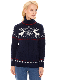 Свитер женский Scandica Deer & Star синий 50/176