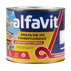 Эмаль ПФ-115 универсальная Alfavit серия Альфа, алкидная, глянцевая, 1,9 кг, белая