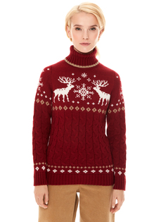 Свитер женский Scandica Deer & Star бордовый 40/164