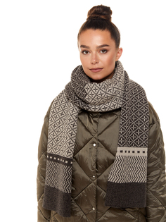 Шарф женский Scandica Tairy серо-коричневый/светло-бежевый, 220х30 см