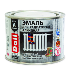Эмаль для радиаторов Dali, алкидная, полуглянцевая, белая, 0,5 кг