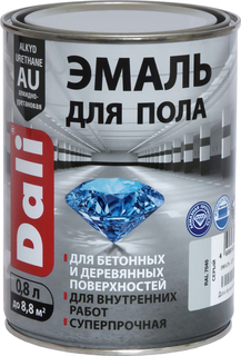 Эмаль для пола Dali, алкидно-уретановая, глянцевая, серая, 0,8 л