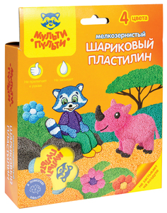 Пластилин шариковый Мульти-Пульти Приключения Енота 4 цвета