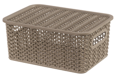 Корзинка с крышкой Вязь, капучино, 23,5x17,3x10,5 см, 3 литра Violet