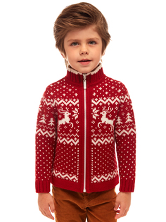 Кардиган детский Scandica 550-2Z-91-964-B карминовый/белый р.92