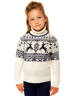 Свитер детский Scandica 2087-1R-964-245-G белый/темный маренго р.110-116