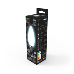 Упаковка ламп 10 штук Лампа Gauss Filament Свеча 9W 610lm 4100К Е14 milky LED 1/10/50