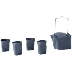 Чайный сервиз 5 предметов серый Cmielow Design Studio "BENT" 163399