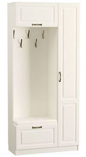 Прихожая Ливерпуль, 13.21 Белый, поры дерева/Ясень ваниль/Белый, кожзам, Без карниза Mobi