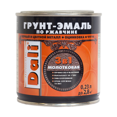 Грунт-эмаль по ржавчине Dali 3 в 1, молотковая, 0,23 л, серебристая