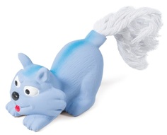 Мягкая игрушка для собак Triol Котенок с веревкой, голубой, 7.5 см