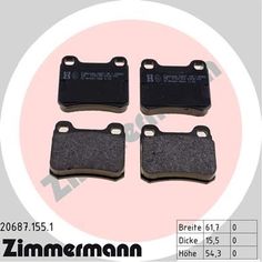 Комплект тормозных колодок, дисковый тормоз ZIMMERMANN 20687.155.1