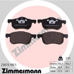 Комплект тормозных колодок, дисковый тормоз ZIMMERMANN 23073.190.1