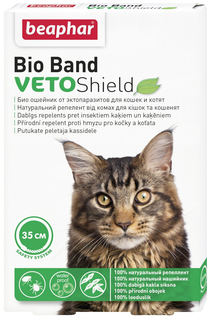 Ошейник для кошек против блох, клещей, комаров Beaphar VETO Shield Bio Band зеленый, 35 см