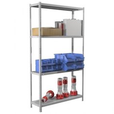 Стеллаж Практик MS 200KD 2000х1000х400мм, 4 полки, серый комплект Промет