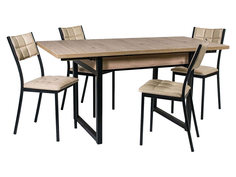 Обеденная группа Стол АРТ + 4 Стула Дункан Эврика ЛДСП/Pegas, экокожа/Черный матовый ДревПром