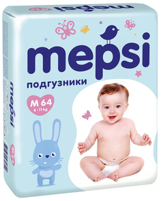 Подгузники Mepsi с рельефным слоем M (6-11кг) 64 шт,