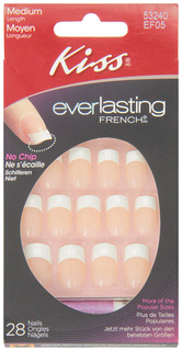 Накладные ногти c клеем Kiss Everlasting Ультра стойкий французский маникюр EF05