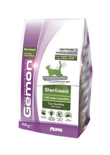 Сухой корм для кошек Gemon Sterelized, для стерилизованных, индейка, 0,4кг