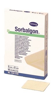Повязка Sorbalgon из кальция-альгината для экссудирующих и кровоточащих ран 5х5 см 10 шт. Hartmann