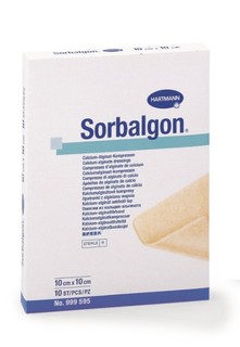 Повязка Sorbalgon из кальция-альгината для экссудирующих, кровоточащих ран 10х10 см 10 шт. Hartmann