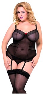 Корсет с пажами и стринги SoftLine Collection Emma, черный, ХL