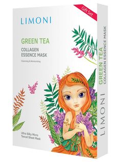 Маски Limoni Green Tea Collagen Set тонизирующие с зелёным чаем и коллагеном, 6 шт
