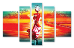 Картина модульная на холсте Модулка Девушка с кувшином 90х53 см