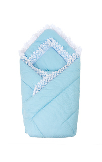 Конверт-одеяло на выписку с вуалью Золотой Гусь голубой