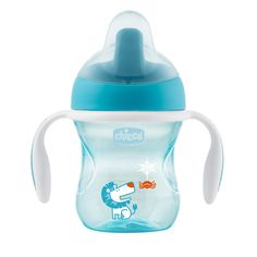 Поильник Chicco Training Cup голубой полужесткий носик 6м+ 200 мл