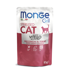 Влажный корм для кошек Monge Cat Grill, Sterilised телятина, 14шт, 85г