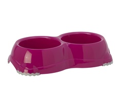 Двойная миска для кошек и собак MODERNA, Smarty Double, пластик, розовый, 0.33 л