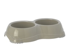 Двойная миска для кошек и собак MODERNA Smarty Double, пластик, серый, 0.33 л
