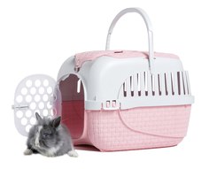 Контейнер для кошки, собаки Bama Pet Шале Big 34x52x33см розовый, белый