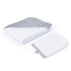 Полотенце с уголком и варежкой Nuovita GRAZIA 100x100 бело-серый 100*100 см