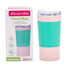 Термокружка Kamille 380ml. из нержавеющей стали с TPR вставкой