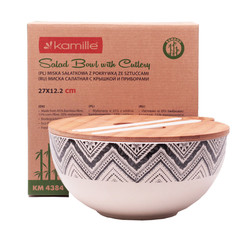 Миска Kamille 27*12.2 см из бамбукового волокна с крышкой и приборами
