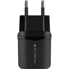 Сетевое зарядное устройство Primeline PRL-2325, 2 USB, 2,4 A, black